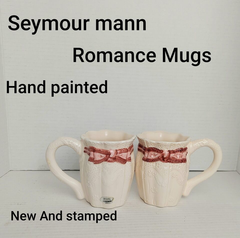 2New Romance Pink Hand Painted Exclusively For Seymour Mann Mugs - $16.00