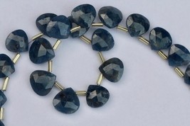 Nice, 20 piece faceted heart blue sapphire briolette gemstone beads 11 x 11 mm a - £51.76 GBP