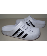 Adidas Size 11 M ADILETTE White Black Clogs Slides Sandals New Men&#39;s Shoes - £76.81 GBP