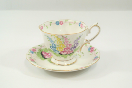 Royal Albert Teacup &amp; Saucer Pastel Hollyhock Bone China HandPainted Flo... - £11.82 GBP