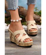 Beige Cut Out Studded Leather Platform Slippers - $635.07 MXN