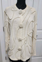 FITTING IMAGE Faux Pearl Sweater Cardigan 14/16  Beautiful Cream beige C... - $28.00