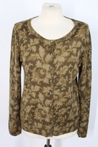 Talbots S Olive Green Floral Paisley Merino Wool Cardigan Sweater - £19.35 GBP