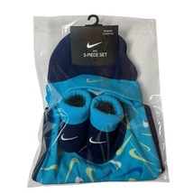 Nike Baby Infant 3 Pc Hat Bib Booties Set Blue White Lime Green Newborn ... - $16.82