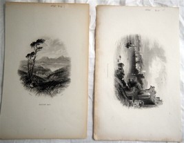 Pair c1838 Engravings Ireland Carlingford &amp; Bantry Bay by Creswick &amp; Goodman - $26.60