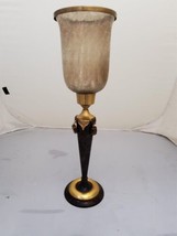 Tall Gold and Brown Antique Art Deco Table Candle Holder - £11.66 GBP