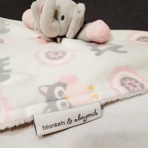 Elephant Lovey Gray Pink Plush Stuffed Animal 14&quot; Security Blanket &amp; Beyond Owl - £19.77 GBP
