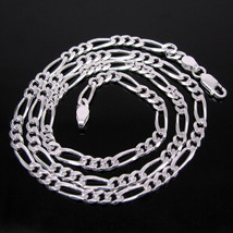 Real Solid 925 Sterling Silver Figaro Link Design Men&#39;s Neck Chain 20.2&quot; - $74.49