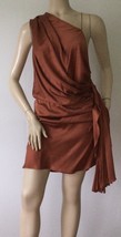 New Nicholas K. Runway Shey Rust Orange Color Draped Silk Dress (Size L) - £200.28 GBP