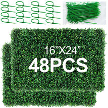48 Pcs 16" x 24" Grass Wall Panels Boxwood Hedge Wall Panels Artificial ... - $99.95