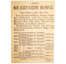 1895 New Jersey Electric Railway Time Table Advertisement Victorian Trai... - $19.99