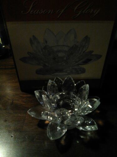 Cracker Barrel Season Of Glory Cut Glass Tealight Candle Holder Clear  - $5.89