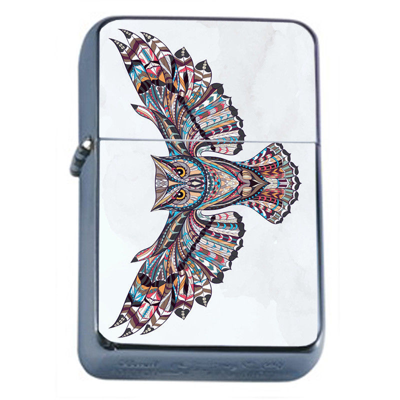 Artsy Owl Em1 Flip Top Oil Lighter Wind Resistant With Case - $13.95