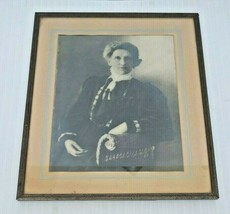 Vintage Old Photo of a Woman in a Metal Frame Size 12 in x 10 in - £20.50 GBP