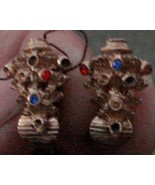 Gold Tone Clip On Earrings, Multi Colored Stones, Some Loose, Some Missing - $94.04 MXN