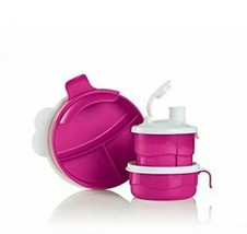 Tupperware Baby Stages Feeding Set. 3 Piece Hot Pink Brand New! - $29.69