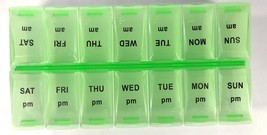 Assured 7 Day Pill Medication Organizer Tray, Twice A Day, AM/PM (Green Plastic) - $13.79