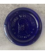 Blue Glass Paperweight - George Washington 1732-1799 - Clevenger Bros Gl... - €6,35 EUR