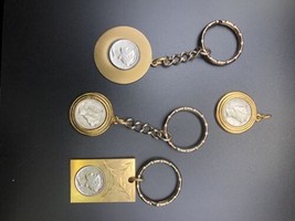 Lot Of 4 Liberty Dimes Coin In Vintage Gold-tone Keychains Antique Coin - £53.53 GBP