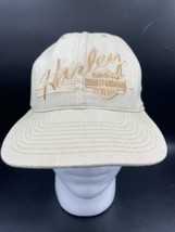 Harley Davidson Hat Script Khaki Made In USA Adjustable Motorcycle SnapBack - £11.59 GBP