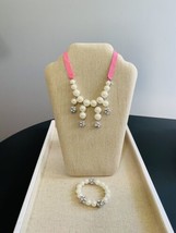 Stella Dot Kids Olive Pearl Bib Necklace &amp; bracelet Set, New - £19.61 GBP