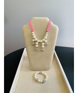 Stella Dot Kids Olive Pearl Bib Necklace &amp; bracelet Set, New - £19.71 GBP