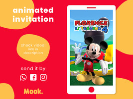 Mickey Mouse Clubhouse Video Invitation Animated, Digital Birthday Invitation - £10.45 GBP