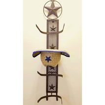 Metal Star 4 Cowboy Hat Rack Fold-Up Wall Hanging Decoration Rustic West... - £56.27 GBP