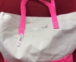 NWT Victoria&#39;s Secret Tote Beige Canvas with Pink PVC Plastic Bottom 18x... - £23.29 GBP
