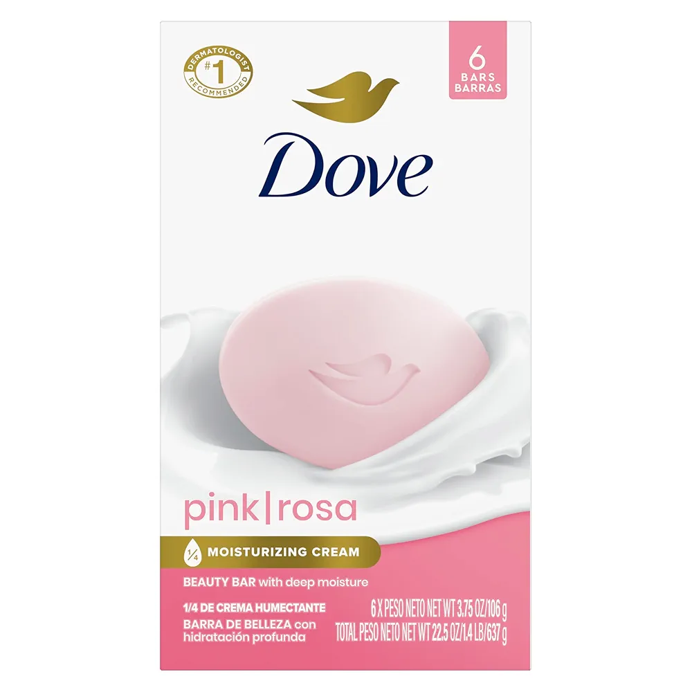 Dove Beauty Bar Soap Pink Rosa 6 Count for Soft, Smooth Skin - $14.00