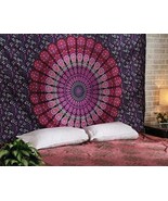 Indian Wall Hanging Hippie Tapestry Bed Sheet Magenta &amp; Purple Mandala 84&quot; - $23.90 CAD