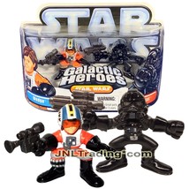Year 2006 Star Wars Galactic Heroes 2 Pack 2 Inch Figure - WEDGE and TIE PILOT - £23.62 GBP