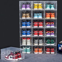 18 Pack Clear Shoe Organizer Stackable Shoe Box Foldable Storage Bins Shoe Conta - £135.71 GBP