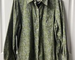 Sag Harbor Womens Size Medium Green Paisley Corduroy Button Up Shirt - $13.14