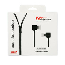 AOKO Zipper Earphone Stereo Headset Earbuds Headphone with Mic Phone Black - $19.79