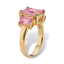 PalmBeach Jewelry Emerald-Cut Birthstone Gold-Plated Ring-June-Alexandrite - £25.37 GBP