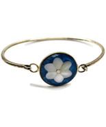 Inlay Bangle Bracelet Turquoise Mother of Pearl Daisy Flower Alpaca - $64.34