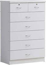 White Chest Of Drawers With Locks, Hodedah Import Hi70Dr - £291.73 GBP