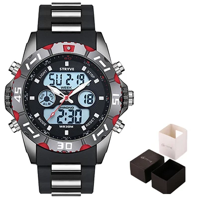 Stryve 8010 Brand Luxury Dual Display Quartz Digital Male Led Clock Mili... - $26.85