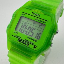 Timex Indiglo Digital Quartz Watch Men 30m Green Plastic Alarm Chrono Ne... - $602.50 MXN