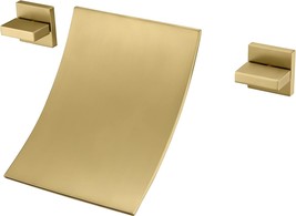 Waterfall Tub Faucet Wall Mounted Bathtub Faucet Filler Two Handles brushed gold - £130.70 GBP