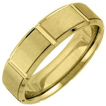 Mens 14KT Yellow Gold 6mm Satin Comfort Fit Wedding Band - £508.39 GBP