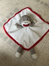 Baby Starters Sock Monkey Security Blanket Lovey White Red - £17.21 GBP