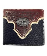 Western Genuine Leather Floral Tooled Longhorn Concho Mens Short Bifold ... - $34.17 CAD
