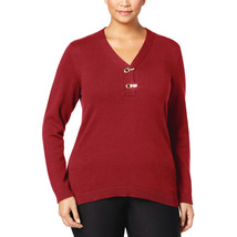 NWT Womens Plus Size 3X Charter Club V-Neck Gold-Tone Hardware Henley Sweater - £20.02 GBP