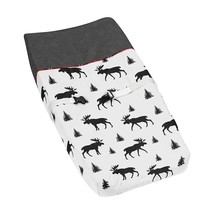 Grey, Black and Red Woodland Plaid and Moose Changing Pad Cover for Rustic Patch - £52.67 GBP
