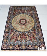 3&#39; x 5&#39; Oriental Persian Rug Silk Small Handmade Qum Qom Floral Medallio... - $750.00