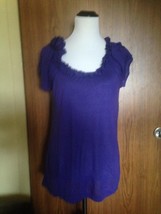 BCBG Max Azria 100% Rayon Purple Short Sleeve Top SZ S - £22.14 GBP