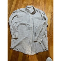 Brook Brother 346 small plaid button down collar shirt 17 32/33 yellow blue whit - $15.61