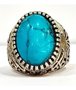 20Ct turquoise Vintage Art Deco Engagement Ring 14k WGold Fn Size 103/4 - £15.22 GBP